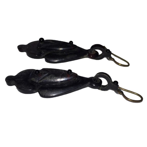 Victorian Carved Horn Drop Earrings